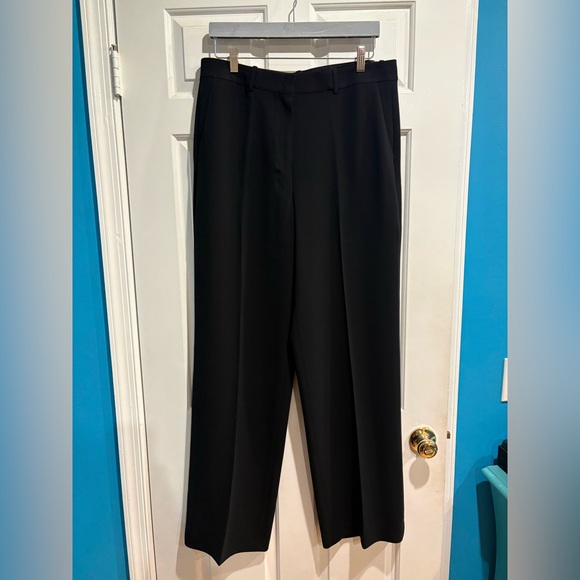 Theory Relax Wide Leg Pants trousers black sz 10 tall - Picture 3 of 8